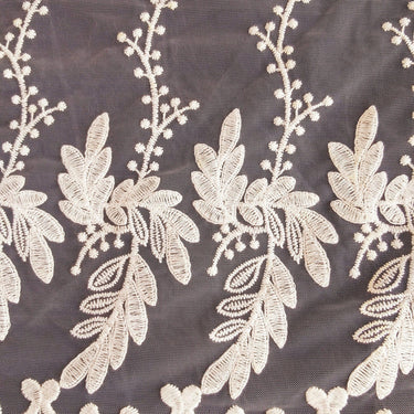 White Net Trim With Beautiful Floral Embroidery, Approx. 10.5 Inches wide, Lace Trim
